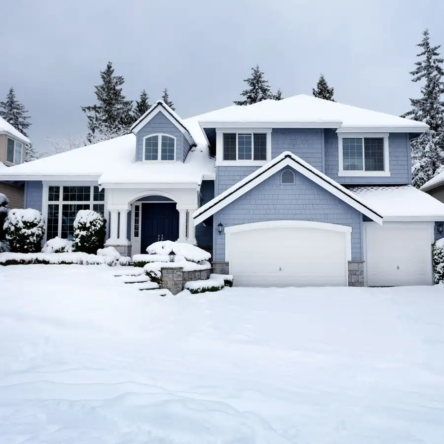 House surrounded by snow